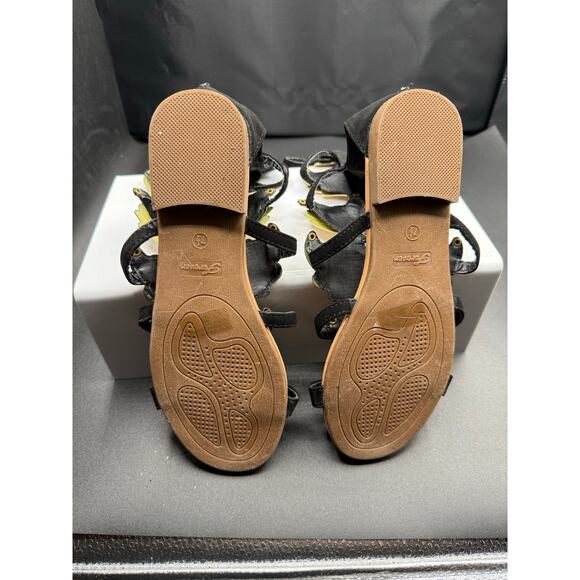 Forever Black And Gold Tall Gladiator Sandals - Size 7.5W - Picture 5 of 6